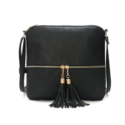 Adjustable Strap Crossbody Bag with Tassel