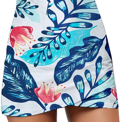 Women's Pleated Swim Skirt Mid Waist Swimsuit Bottom Swimwear