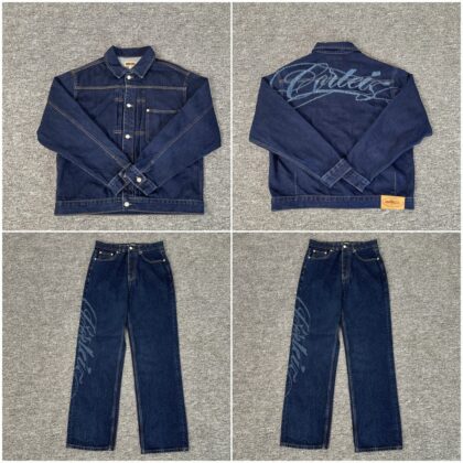 Alcatraz Worn Letter Logo Design Denim Jacket Jacket Men's and Women's High Street Jeans