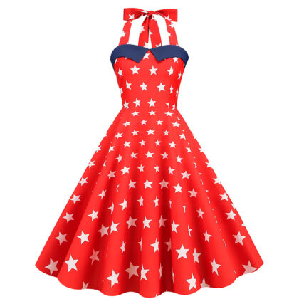 American Flag Hanging Neck Vintage Hepburn Dress
