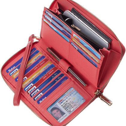 Womens Wallet Genuine Leather RFID Blocking Purse Credit Card Clutch